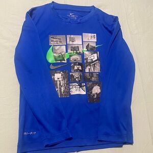 Nike Blue Long Sleeve Kids Tee with Graphic
